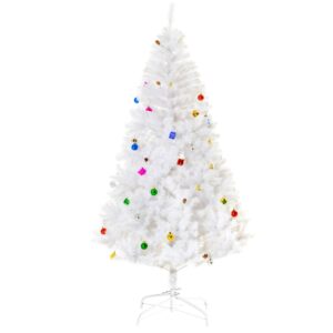 Kunstigt juletræ grantræ 180 cm med fod inklusive dekoration (180 cm, hvid/juletræ 1)