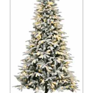 Kunstigt juletræ med sne og led lys H180 x Ø105 cm - Grøn/Hvid