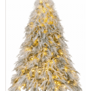 Kunstigt juletræ med sne og led lys H192 x Ø110 cm - Grøn/Hvid