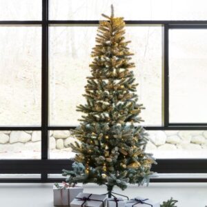 Sirius - Elias Juletræ 312 LED, 240 cm, Hvid/Grøn