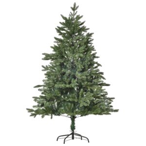 Kunstigt juletræ 150 cm, kunstigt grantræ med 444 spidser, 3 forskellige bladformer, flammehæmmende, med metalfod til indendørs brug