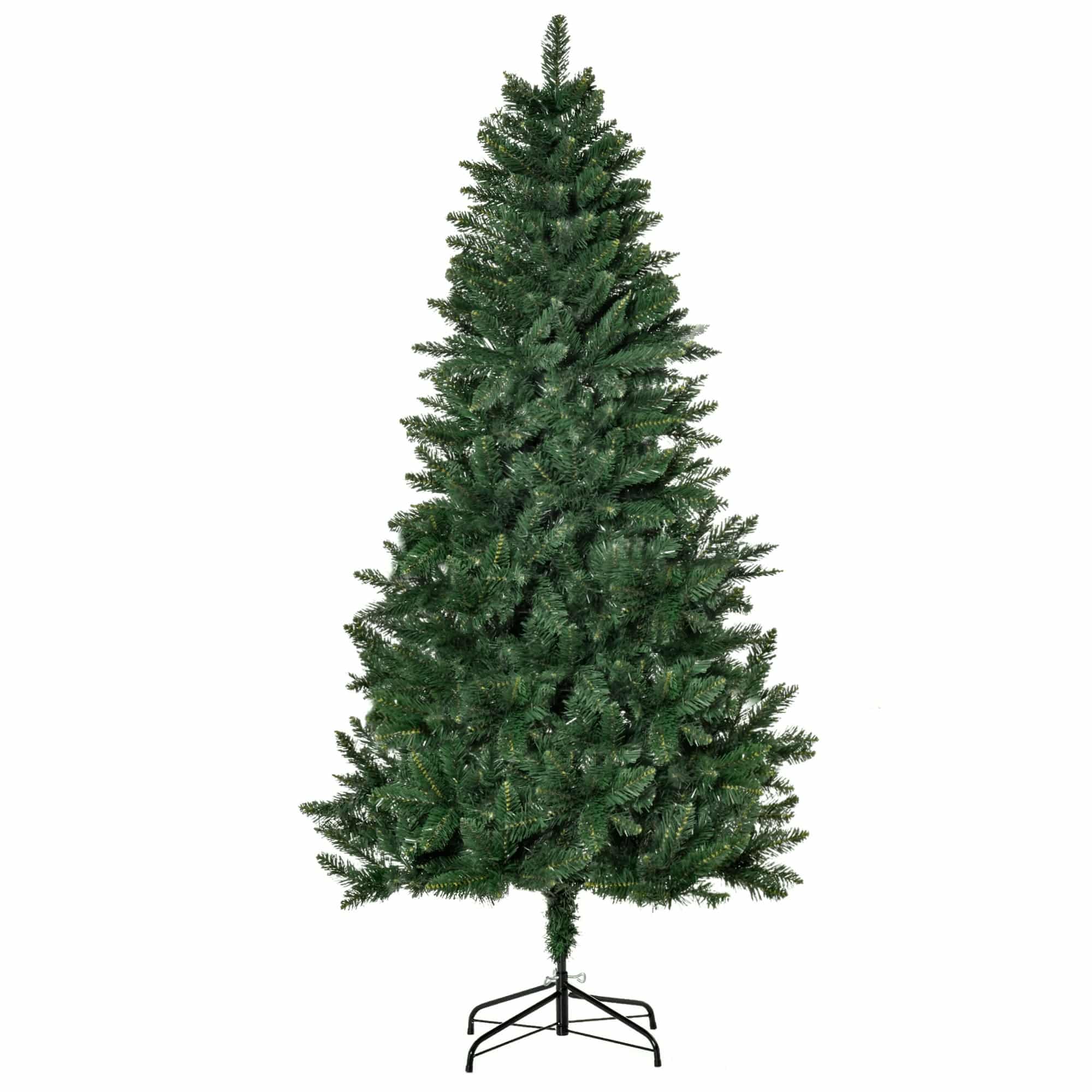Kunstigt juletræ 180 cm fyrretræ med 724 grene, metalfod til indendørs brug