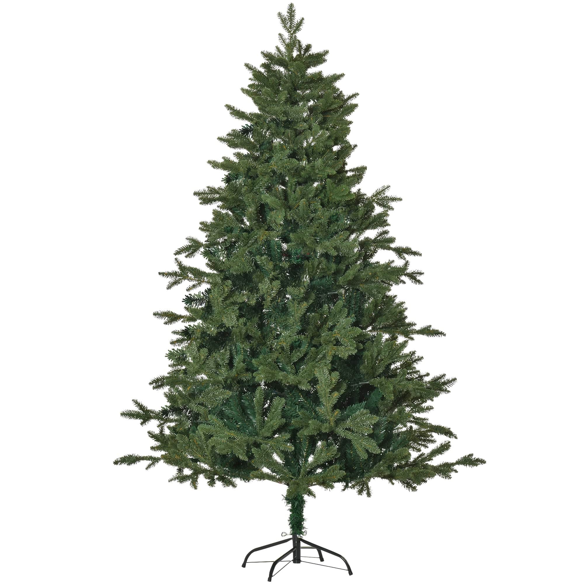 Kunstigt juletræ 180 cm, kunstigt grantræ med 748 spidser, 3 forskellige bladformer, flammehæmmende, med metalfod til indendørs brug