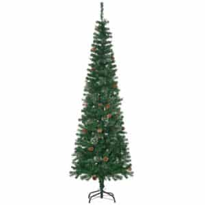Kunstigt juletræ, slankt, kogledesign, flammehæmmende, 54 x 195 cm, grønt