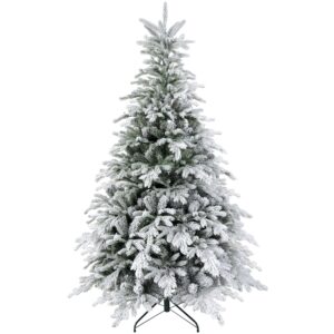 Juletræ 180 cm, med kunstig sne, flammehæmmende, hurtig montering og afmontering, metalfod