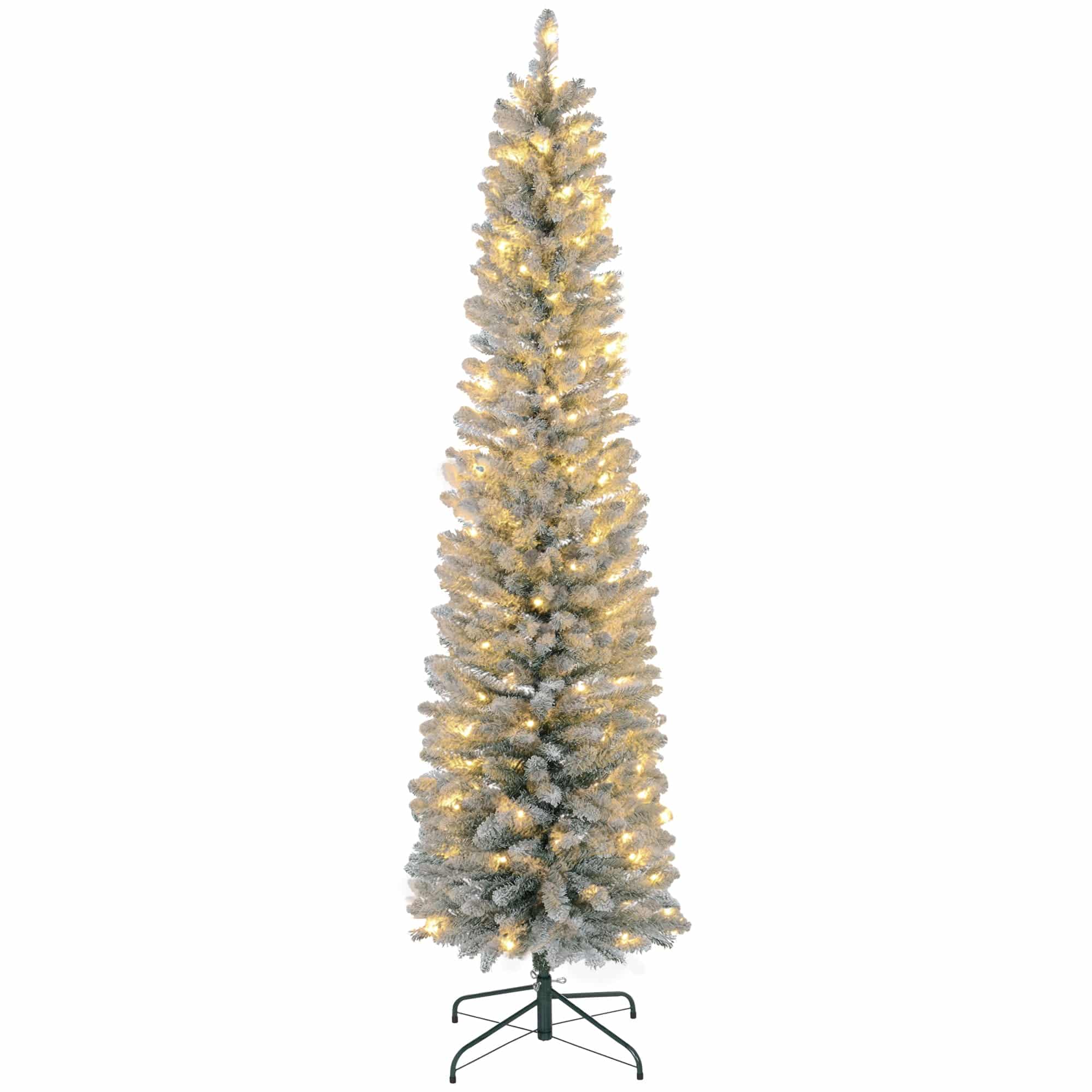 Juletræ 210 cm, LED-lyskæde, kunstigt lys, flammehæmmende, metalfod, grøn