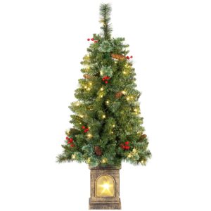 Kunstigt juletræ 120 cm, kunstigt grantræ med 100 LED-lys, 8 tilstande, 214 spidser